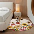 thumbnail image 2 of Retro Yellow Round Area&nbsp;Rug 5ft Red Daisy Watercolor Floral Linen Texture Non-Slip&nbsp;Washable Circle Rugs Soft Felt Indoor Floor Mat for Bedroom Kitchen Living Room Bathroom, 2 of 9