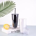 thumbnail image 2 of Naiovety Taza de café de doble pared con tapas, vaso de paja, vaso para beber, gran capacidad, plástico de viaje, suministros para fiestas de Cocina y Comedor Negro 750ml, 2 of 6