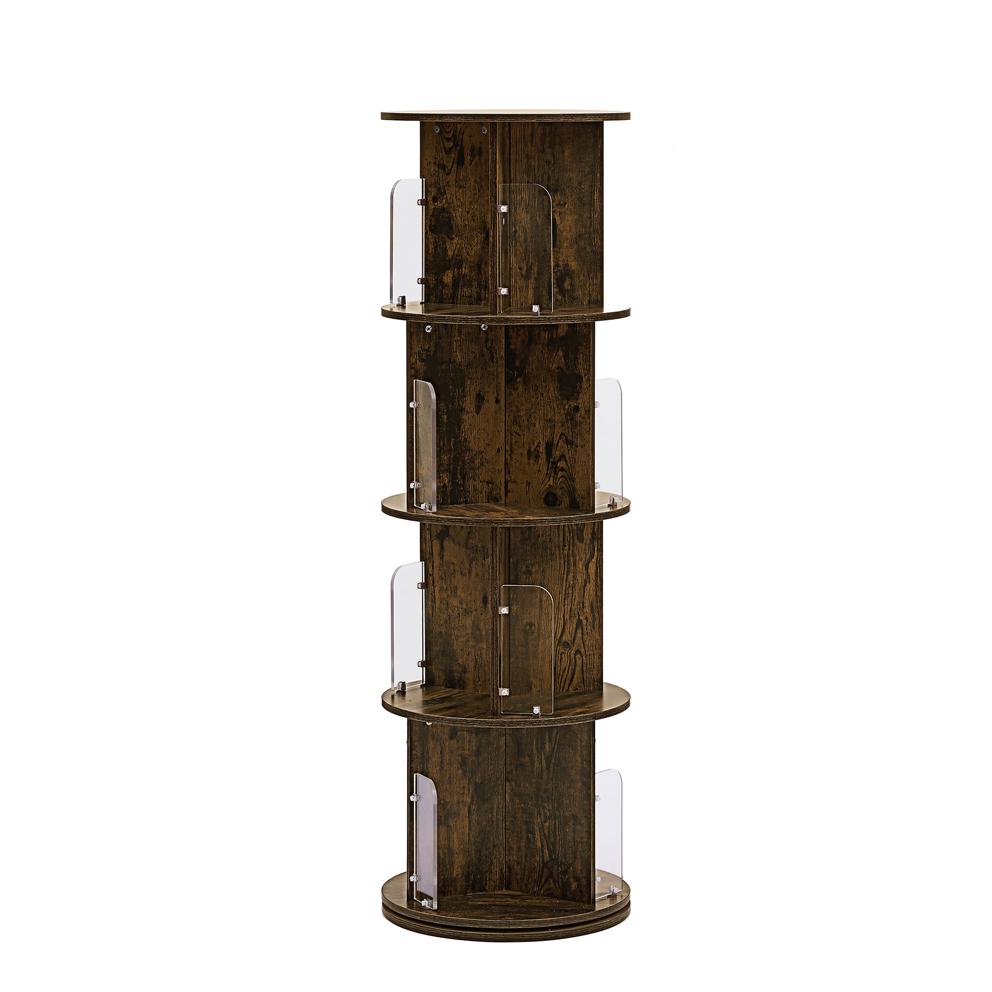 VECELO 4 Tier Rotating Bookshelf Tower,360° Corner Display Shelf with