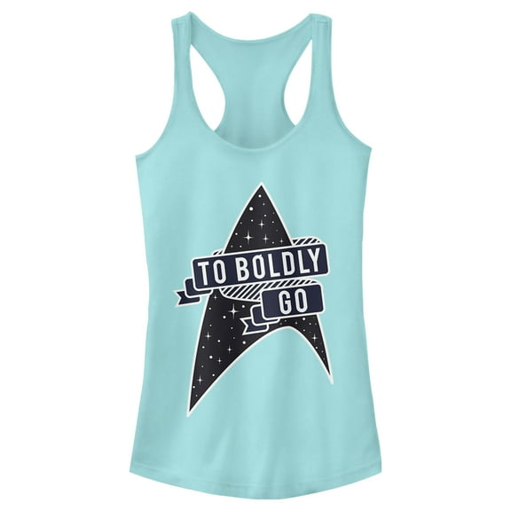 Junior's Star Trek To Boldly Go Starfleet  Racerback Tank Top Cancun X Large