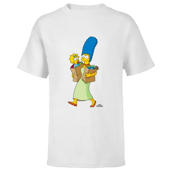 The Simpsons Marge Simpson and Maggie Grocery Run - Short Sleeve T-Shirt for Kids - Customized-White