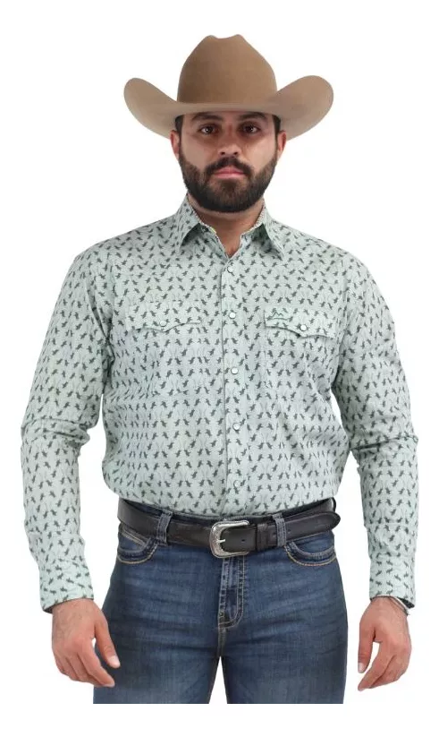Camisa Vaquera Hombre Icy Denver Verde Caballos A-chh182 Walmart