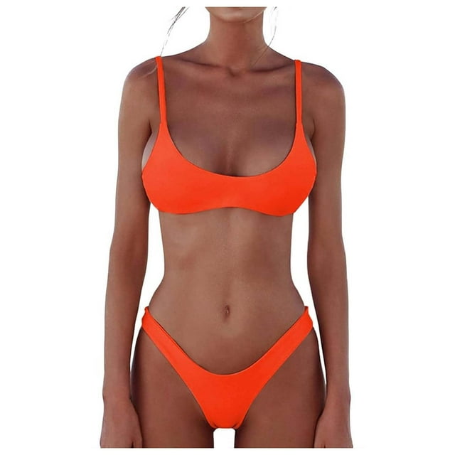 Ladies Fashion Solid Color Triangle Two Piece Bikini Swimsuit Set For Women Adjustable Beach Bathing Suit Swimsuit Women Bikini Cat Bikini Bikini for Women Push up Adjustable Bikini Top Sporty Bikini