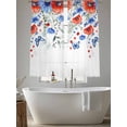 thumbnail image 5 of Red Blue Flowers Sheer Curtains 63 Inch Length 2 Panels for Living Room, Spring Floral Elegant Pastoral Watercolor Voile Kitchen Curtain Set, Luxury Privacy Drapes Window Treatment for Bedroom, 5 of 7