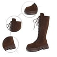 thumbnail image 5 of Gyexs Suede Ankle Boots for Women Platform Low Heel Mid Calf Slouch Boots Comfortable Warm Winter Flat Snow Booties Z01 Brown Size 9.5, 5 of 9