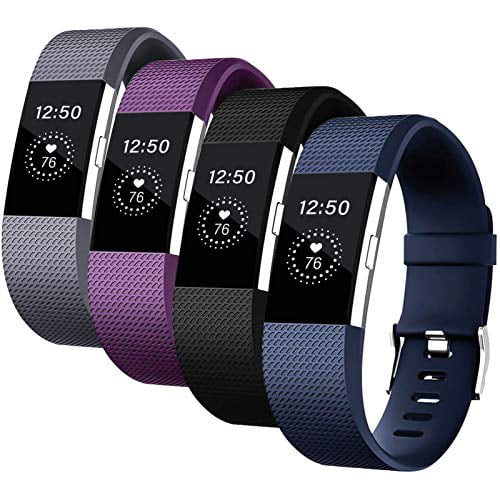 4-pack Soft Wristband Strap Band w/Metal Buckle for Fitbit Charge 2 Multicolor 