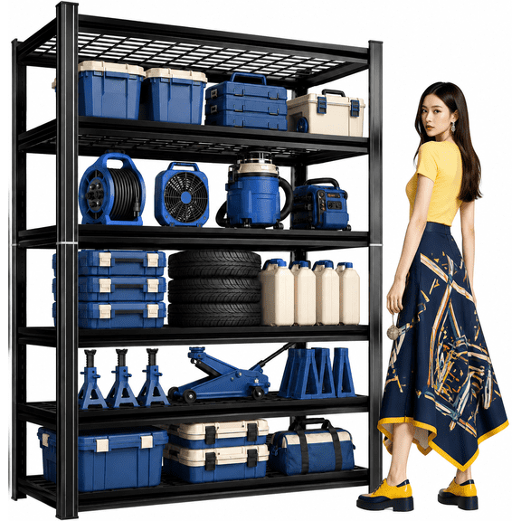 Garage Shelving, 3000 LBS Heavy Duty Wire Storage Shelves, 5-Tier Adjustable Wire Shelving Rack for Garage, Warehouse, Basement, 35.4" W x 15.7" D x 72" H