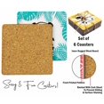 thumbnail image 4 of Inkdotpot Set of 6 Drink Coasters Easy Clean 4-inch SquareCoastersCork Base-Reusable- Doodle Animals, 4 of 8
