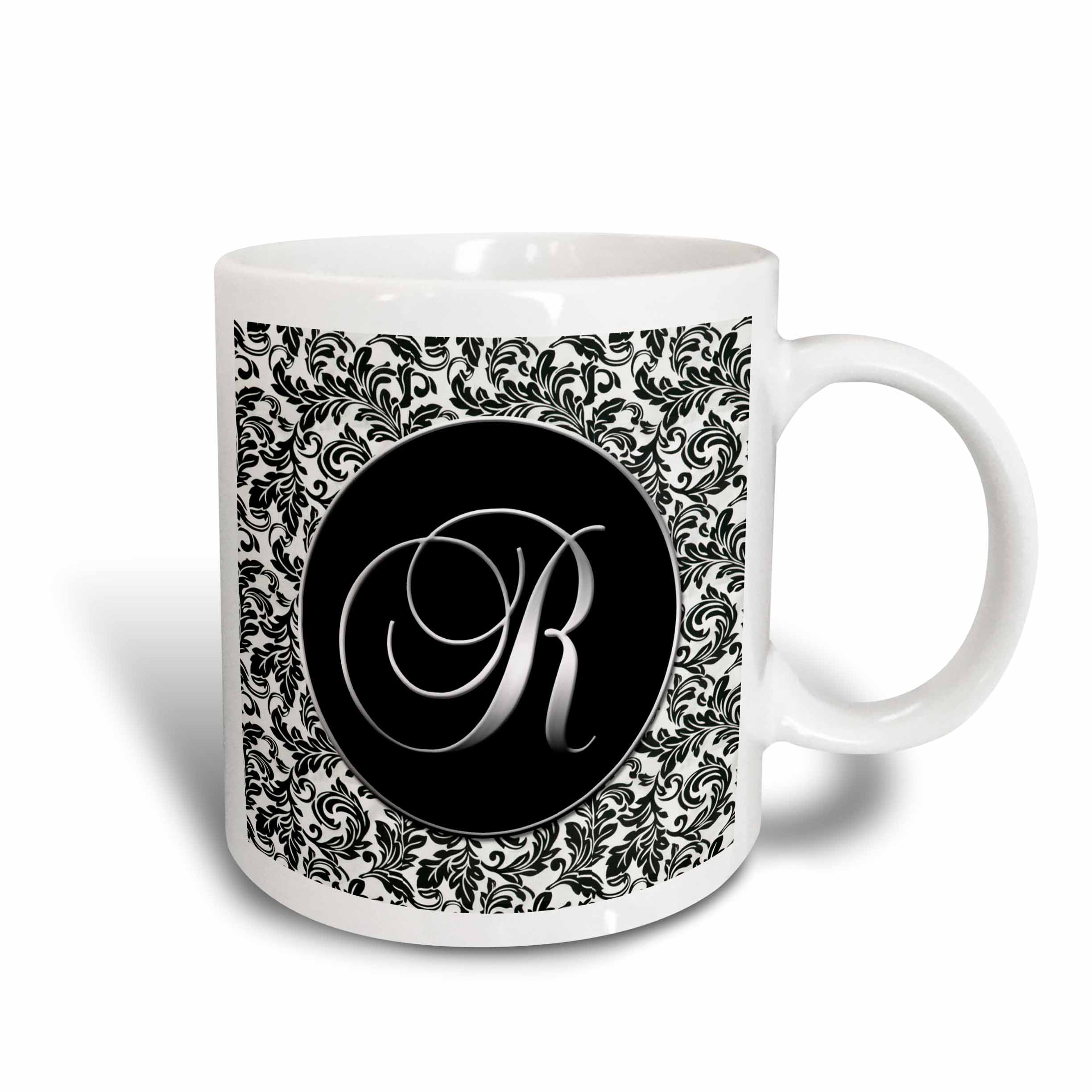 3dRose mug_154326_2 Initial letter C personal monogrammed fancy black and white typography elegant stylish personalized Ceramic Mug White 15 oz 