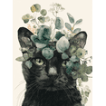 thumbnail image 1 of Qisvanset Black Cat Floral Wreath Canvas Print 15.75x11.81 Inches, 1 of 8