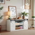 thumbnail image 3 of Homall 58'' TV Stand for TVs up to 65'', Storage Cabinet with Sliding Barn Door, Entertainment Center, Light White, 3 of 7