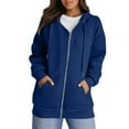 thumbnail image 3 of Inglocry Zip Up Hoodie Women Y2k Oversized Sweatshirt Casual Long Sleeve Jacket Lightweight Fall Winter Fashion Hoodies Clothes with Pockets Blue XL, 3 of 5