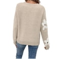 thumbnail image 3 of Yokua Women's Floral Pattern Round Neck Long Sleeve Casual Loose Knit Sweater, 3 of 9