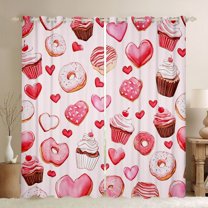 Feelyou Pink Love Heart Black Out Curtains, Cake Donut Curtains Pack of 2 (42x63 Each)