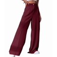 thumbnail image 3 of Women'S Dressy Trousers Solid Color Straight Leg Suit Pants Wine Red L, 3 of 9