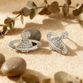 thumbnail image 3 of Saturn Planet Stud Earrings for Women, Alloy with Full Zirconia Accents, Space-Inspired Celestial Jewelry, Elegant Celestial Gift Idea, 3 of 5