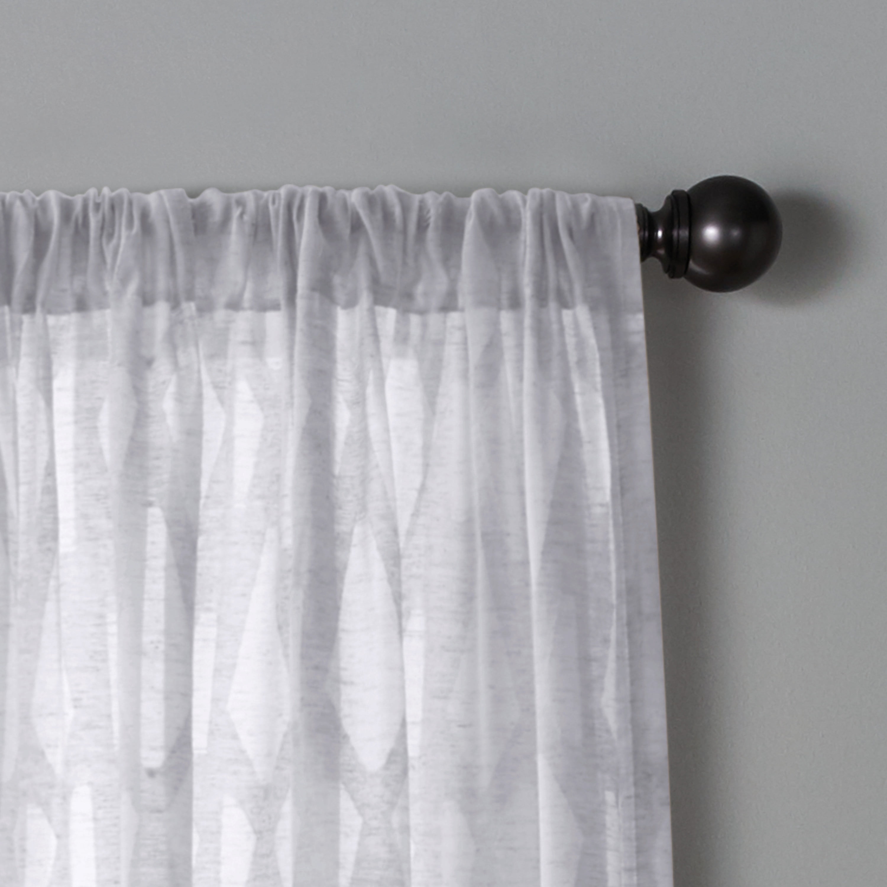 Better Homes & Gardens Clipped Geo Curtain Single Panel, Polyester Cotton Sheer, Indoor Rod Pocket, White, 54"W x 84"L, Adult
