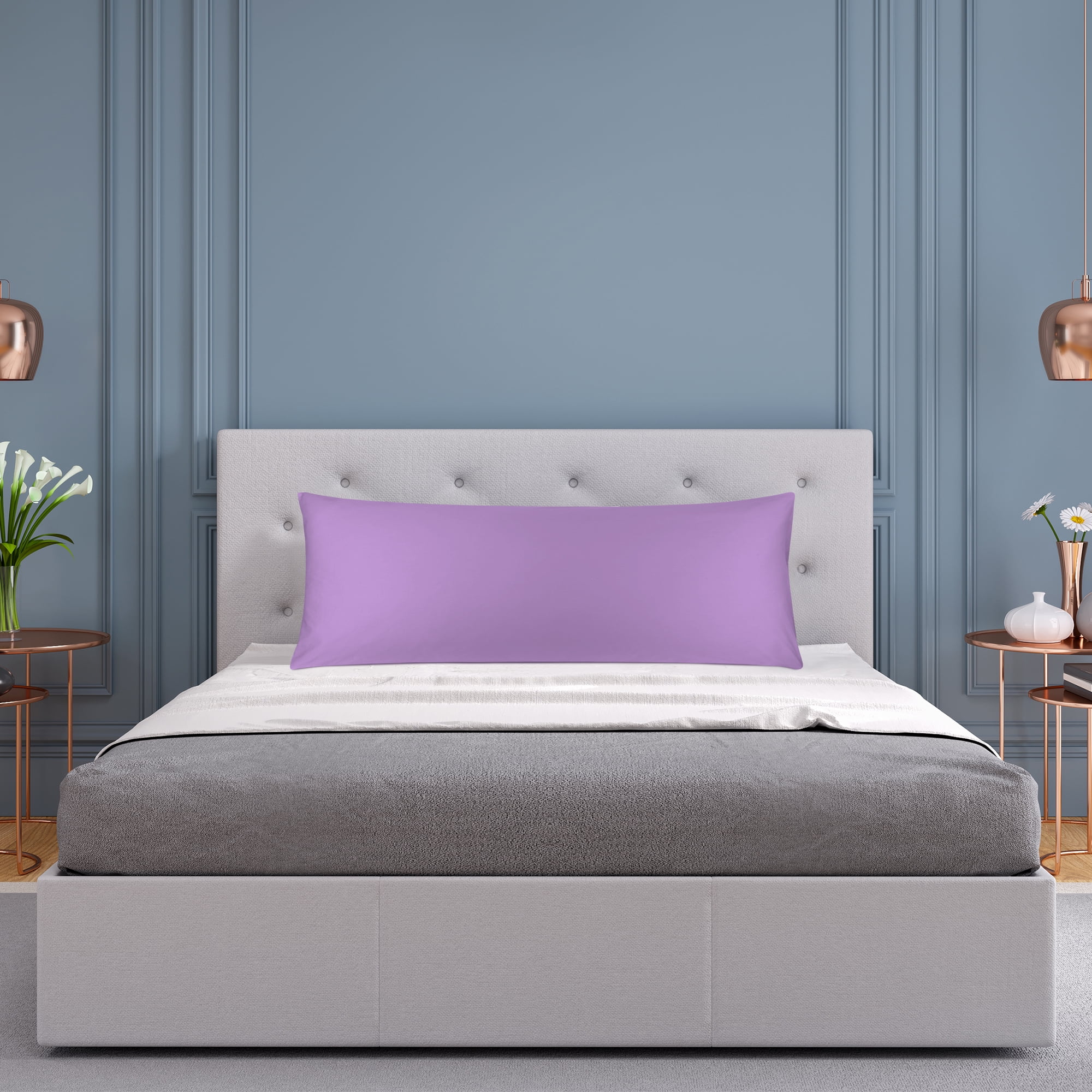 3 Pack Breathable Egyptian Cotton Body Pillow Covers, 20" x 72", Lilac Purple