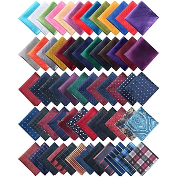 72 Pcs Pocket Squares for Men Pocket Assorted Colors Silk Squares Handkerchiefs Set 9.06 x 9.06 Inch Handkerchiefs for Men adults Wedding Busin Banquet Suit Accories Multi Styles