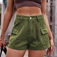 thumbnail image 3 of Vedolay Running Shorts Womens Casual Wide Leg Shorts High Waisted Leather Shorts,Green XXL, 3 of 4