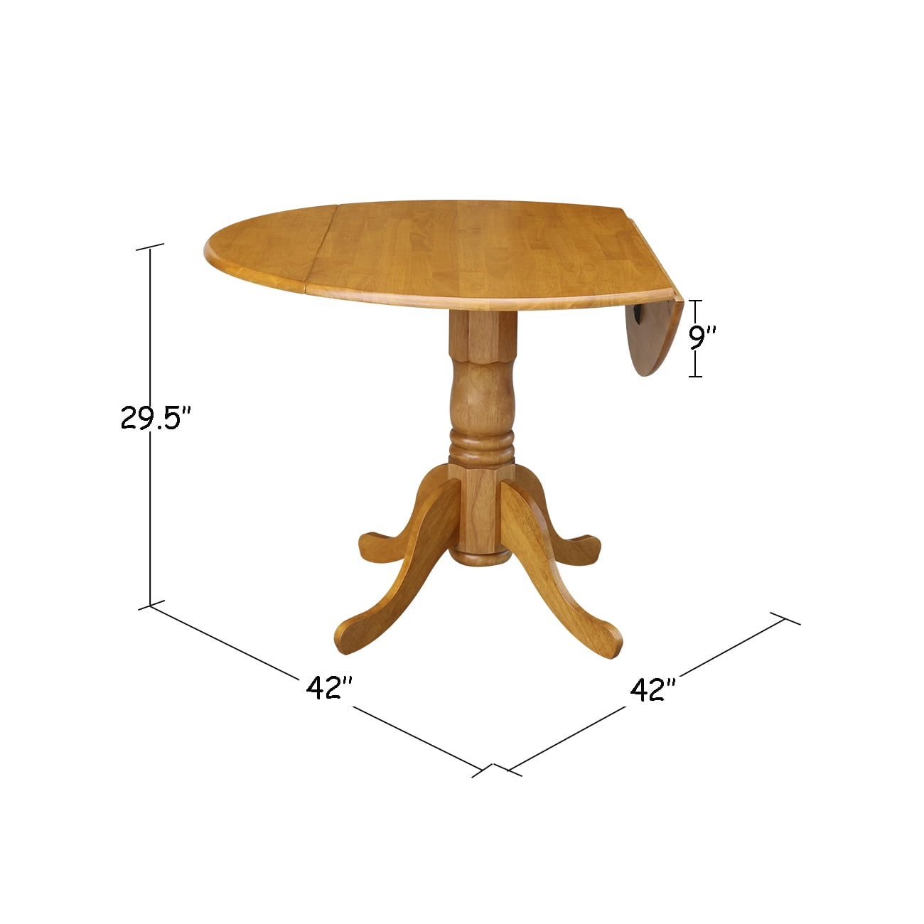 International Concepts 42 Round Dual Drop Leaf Pedestal Table Oak International Concepts 42 Round Dual Drop Leaf Pedestal Table Oak Com