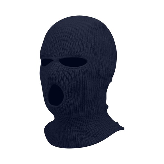 Voska Knitted Full Face Three Hole Balaclava Mask Soft Stretchable Material Breathable Outdoor Headwear for Men Women Unisex Navy One Size