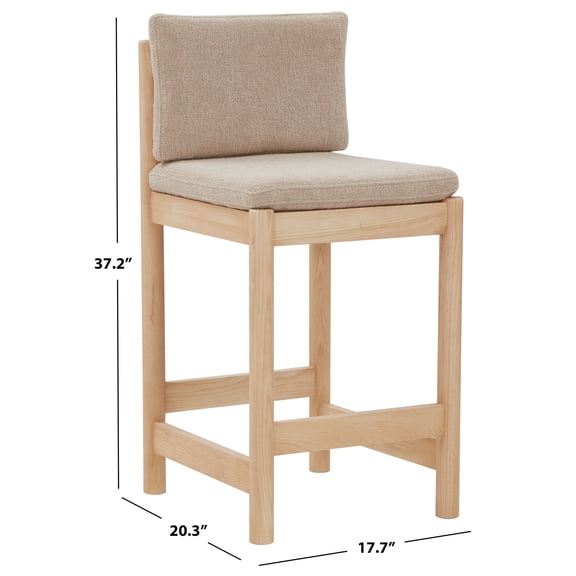 Safavieh Couture Kalmia Square Mid Back Counter Stool, Oatmeal/Natural