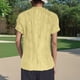 thumbnail image 3 of Camisa de punto jacquard holgada con cuello en V para mujer: manga corta, detalle de cordones, informal de verano, fácil de cuidar, 3 of 7