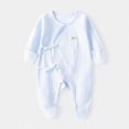 thumbnail image 2 of CAUYDY Newborn Girls Romper Baby Clothing Preemie Long Sleeved Bodysuit 0 3 6 9 12 18 24 Months Fall Winter Infant Girl Pajamas Toddler Sleepers Sizes 3-6 Months,Blue, 2 of 4