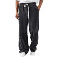 thumbnail image 3 of Havenre Mens Corduroy Casual Pants Fashion Loose Fit Wide Leg Pants Straight Sweatpants Elastic Waist Drawstring Jogger Sweat Pants with Pockets Dark Gray XL, 3 of 10
