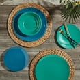 thumbnail image 3 of Tabletops Gallery 12 Piece Green Blue Melamine Dinnerware Set Plates Bowls for Indoor/Outdoor Use, Service for 4, Tropical, 3 of 9
