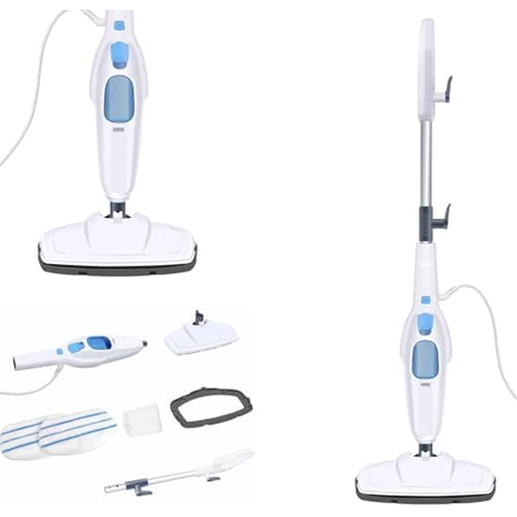Electric Cleaner Floor Hot Steam Mop Cleaner 1500W Handheld Cleaning Machines Convenient Detachable Handheld Unit with 2 Washable Microfiber Pads For Cleaning Floor, Laminate, Windows and Carpet