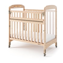 Foundations Serenity SafeReach Compact Wood Crib with 3" Mattress, Drop Gate, Casters, Natural