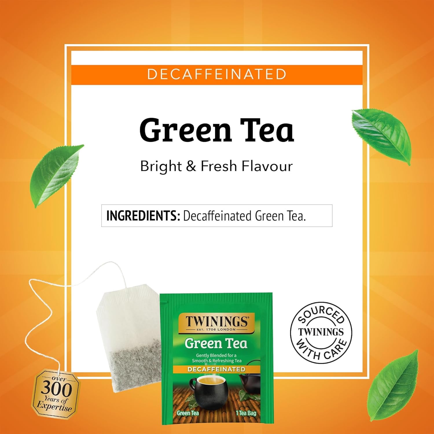 Twinings Decaffeinated Green Tea Individually Wrapped Bags, 100 Count (Pack of 1), Smooth Flavour, Enticing Aroma, Enjoy Hot or Iced, 100 Teabags