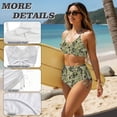 thumbnail image 4 of XYZCANDO Matching Couple Beach Vacation Swimwear Tummy Control Bikini Men Swim Trunks Summer Beach Set His and Hers Beachwear Fish Camouflage Green Hawaiian Bathing Suits for Couples Outfits, 4 of 6