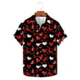 thumbnail image 5 of Mens Valentine Shirt, Heart Print Short Sleeve Shirt, Men's Valentine's Day Printed Tops Button Casual Short Sleeved Lapel Shirt, 5 of 5