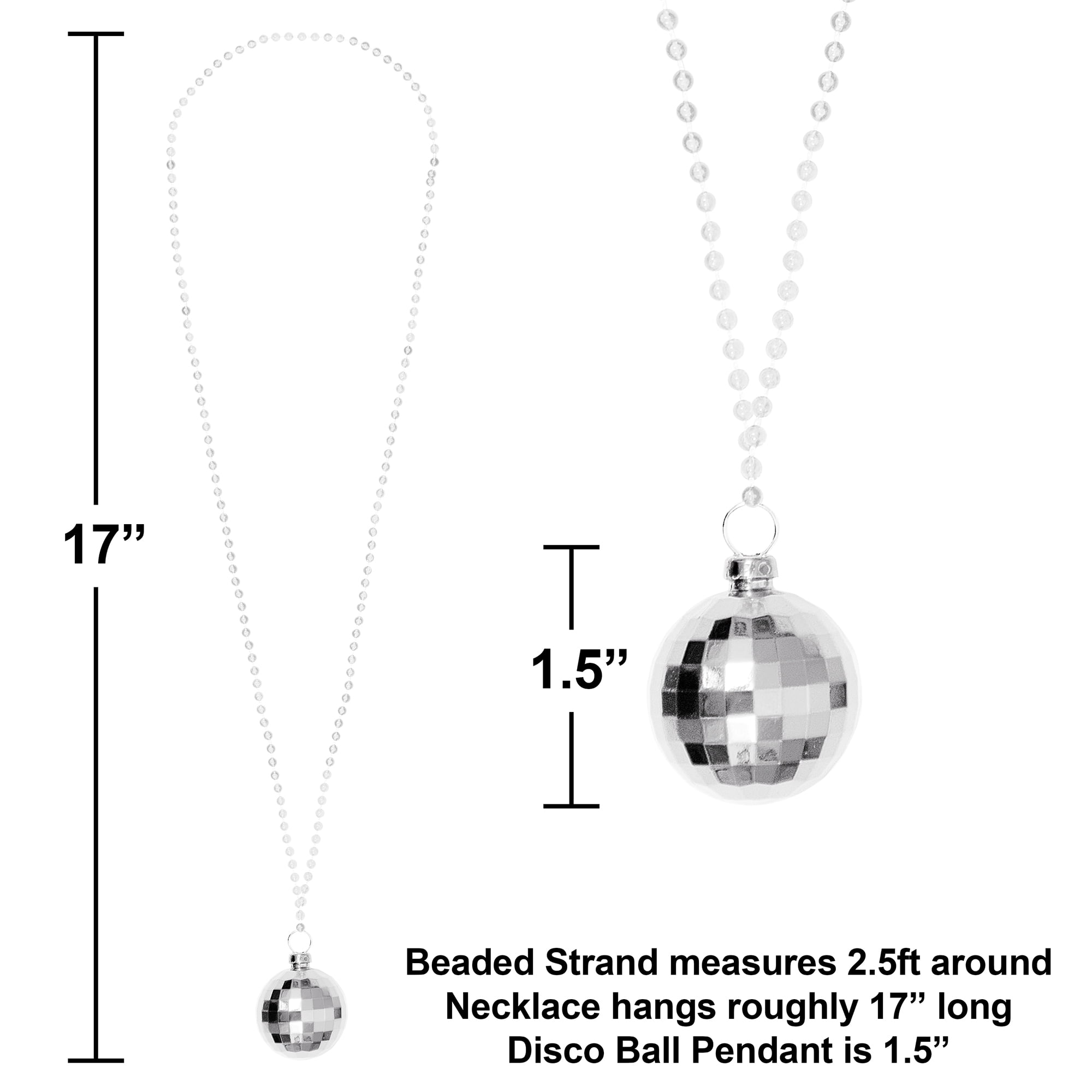 Multicolor Glow-in-the-Dark Disco Ball Necklace Party Favors, 4 Count, by Way To Celebrate