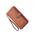 thumbnail image 2 of Women Wallet Vintage Style PU Purse Female Hollow Bifold Wallets Solid Color Card Holder Coins Money Phone Soft Bag Brown, 2 of 10