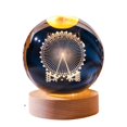 thumbnail image 2 of Bola de cristal luminosa 3D tallada con base de madera maciza, luz de noche para enviar a los estudiantes a enviar adornos de escritorio para niños, 2 of 4