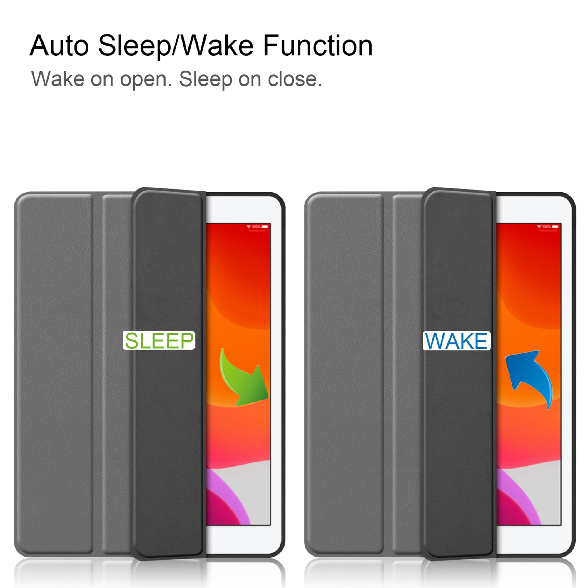Dteck iPad 10.2 Case with Pencil Holder, iPad 7th Gen Case, Slim Fit PU Leather Trifold Smart Case Auto Wake Sleep, Flexible TPU Matte Back Cover For Apple iPad 7th Generation 10.2'' 2019, Gray