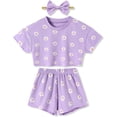 thumbnail image 2 of SANMIO Toddler Girl Clothes 18M-6T Toddler Girls Outfits Cute T-Shirt+Shorts+Headband 3Pcs Summer Baby Clothing Sets, 2 of 8