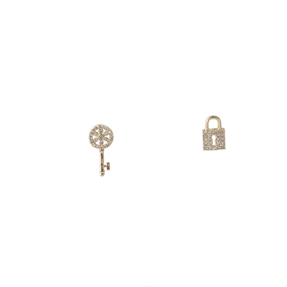 【Stud Earrings】Key & Lock Zircon Stud Earrings, Romantic & Sparkly, Perfect for Women Loving Delicate Styles