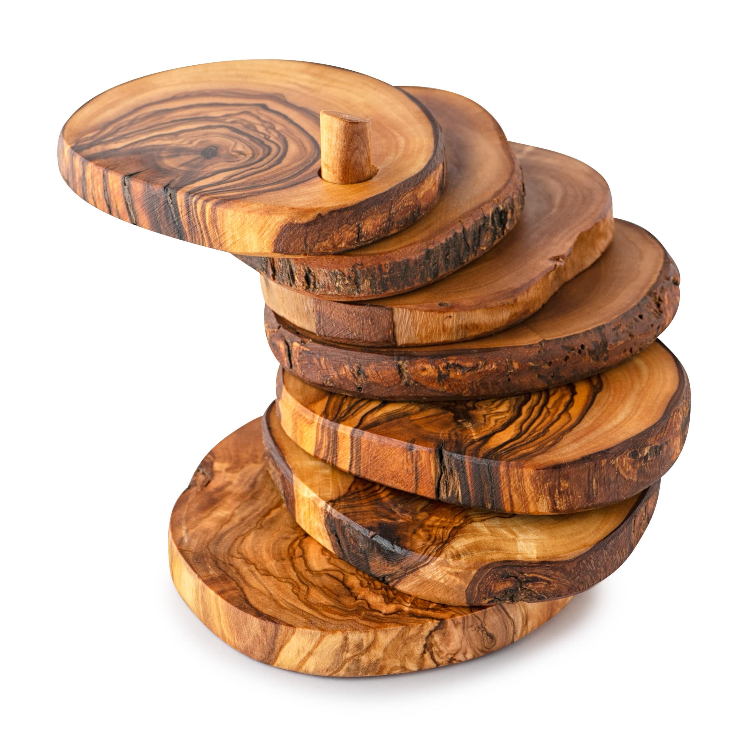 Olive wood set of 6 Coasters in Non-Rustic Holder  MR OLIVEWOOD® – MR  OLIVEWOOD® Wholesale USA & Canada