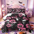 thumbnail image 2 of Manfei Cartoon Skull Quilt King,Cute Halloween Pumpkin Face King Coverlet Set,3pcs,1 Bedspread and 2 Pillowcases, 2 of 7