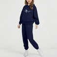 thumbnail image 6 of fnnxnal Dark Blue Girls' Tracksuit Set - Soft 100% Polyester Hoodie & Joggers with Heart Paw Print, Kids Activewear for Ages 2-13, Comfortable Playwear,Size 4 T, 6 of 6