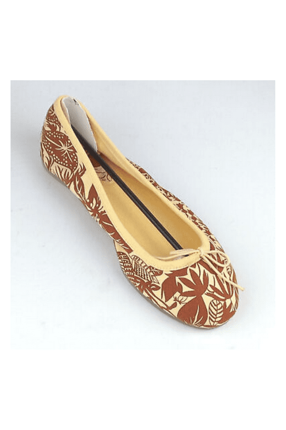 Crystal Sole Ballet Flat FOREST BROWN Cotton Shoes SIZE 7.5