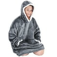 thumbnail image 6 of Qoosea Wearable Blanket Hoodie Oversized Sherpa Fuzzy Sweatshirt with Giant Pocket Cozy Hooded Blanket for Women Men Winter Christmas Gifts Grey, 6 of 7