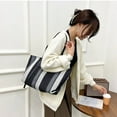 thumbnail image 6 of 2025 New Ladies Shoulder Bag Handbag Tote Vertical Stripe Casual Fashion Tote Outdoor Bag Canvas Bag, 6 of 6