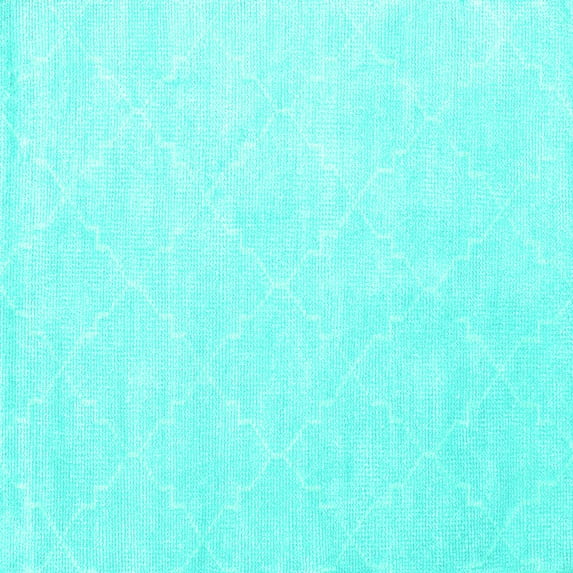 Ahgly Company Machine Washable Indoor Square Abstract Turquoise Blue Contemporary Area Rugs, 5' Square