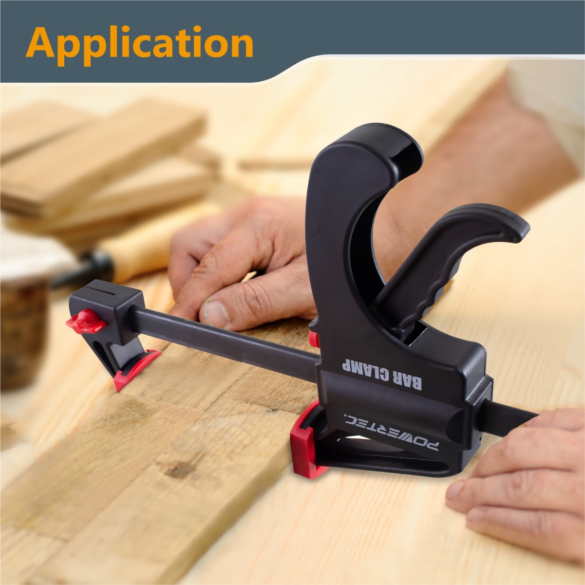 POWERTEC 24" and 36" Bar Clamps with Spreader, Trigger Clamps for Woodworking, One-Handed Carpenter Quick Clamp Sets for Gluing, Wood Clamps for Woodworking Tools, 4PK  (71788)